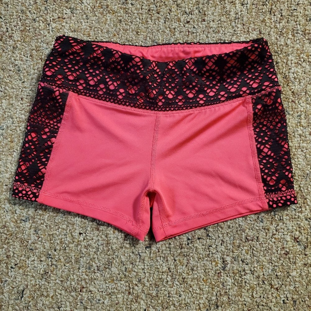 Women's Pink and Black Workout Shorts